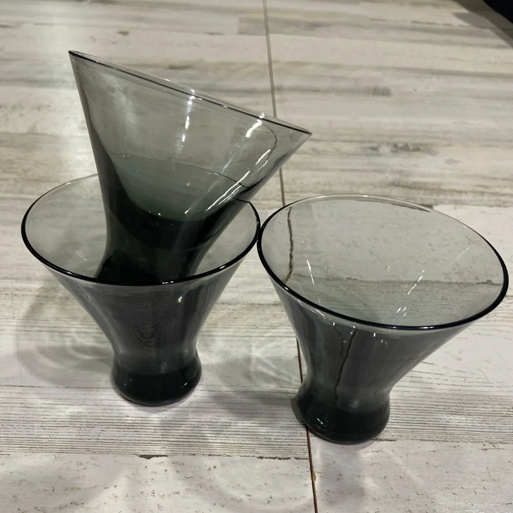 Morgantown Smoke Glass Martini Cocktail 3 Glasses
